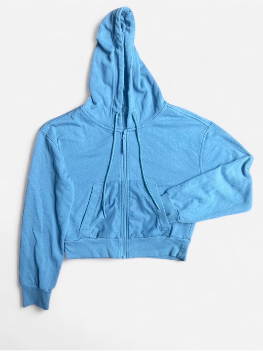 Lou & Grey Stone Blue Cropped Zip Up Hoodie Casual Cozy Jacket Sz XS